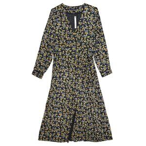 NWT CAARA DARK FLORAL WRAP DRESS CAREER WORK ESSENTIAL URBAN BLACK  LARGE